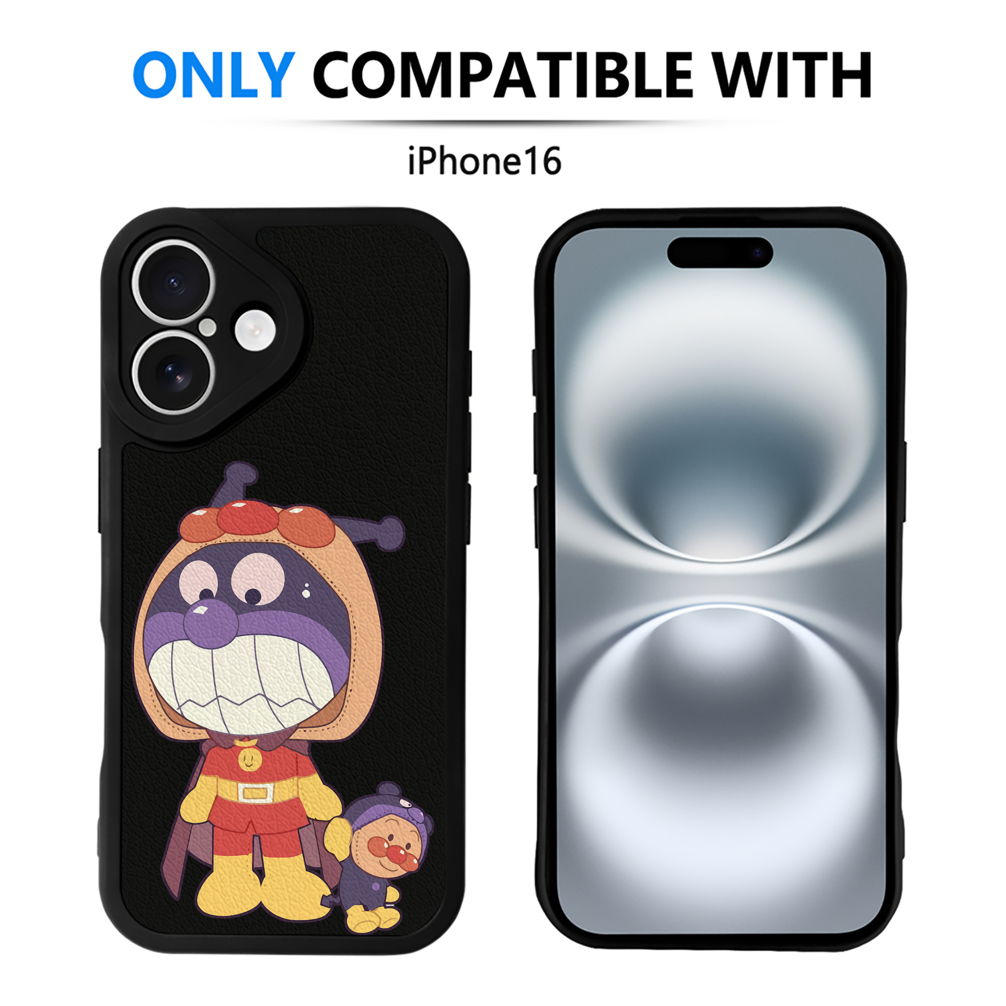 （画像用） アンパンマン Anpanman 【iPhone 16シリーズ対応】シリコンスマホケース（レザー調） 材質：シリコン